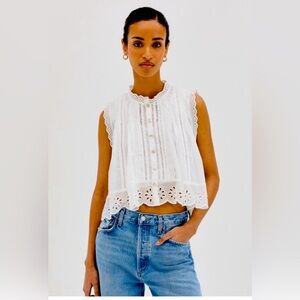 FARM Rio Sleeveless Eyelet Blouse size Large NWT